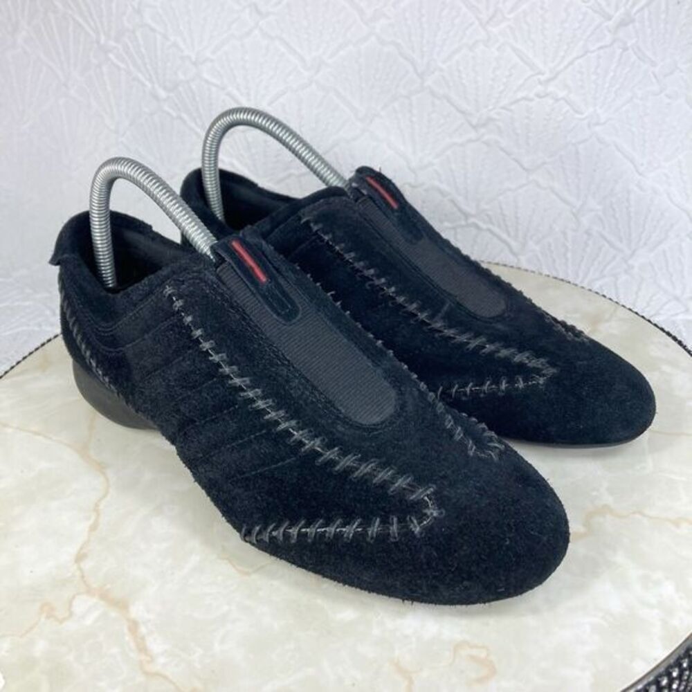 Timberland Whipstitch Suede Slip On Sneakers Women 8.5 Black Low Top Comfy Shoes